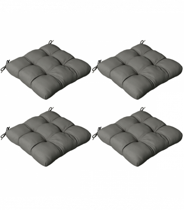 Outsunny Set of 4 Outdoor Seat Cushion with Ties, for Garden Furniture, Grey