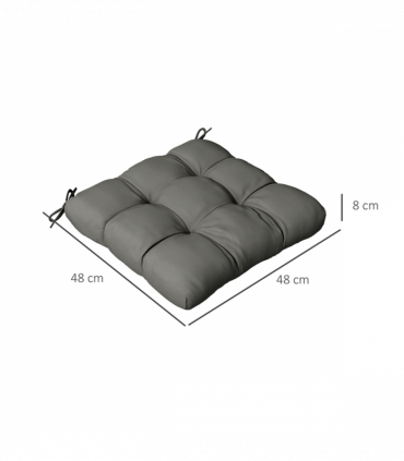 Outsunny Set of 4 Outdoor Seat Cushion with Ties, for Garden Furniture, Grey