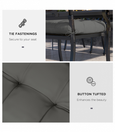 Outsunny Set of 4 Outdoor Seat Cushion with Ties, for Garden Furniture, Grey