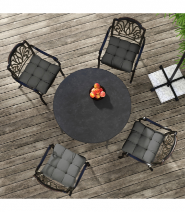 Outsunny Set of 4 Outdoor Seat Cushion with Ties, for Garden Furniture, Grey