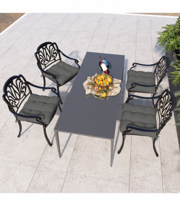 Outsunny Set of 4 Outdoor Seat Cushion with Ties, for Garden Furniture, Grey