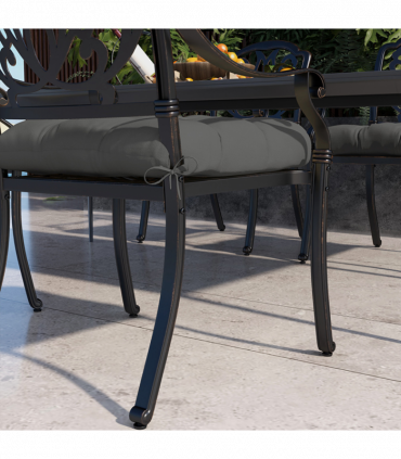 Outsunny Set of 4 Outdoor Seat Cushion with Ties, for Garden Furniture, Grey