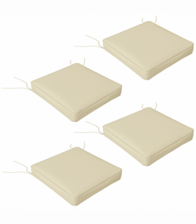 Outsunny Set of 4 Outdoor Seat Cushion with Ties, for Patio Furniture, Beige