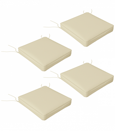 Outsunny Set of 4 Outdoor Seat Cushion with Ties, for Patio Furniture, Beige
