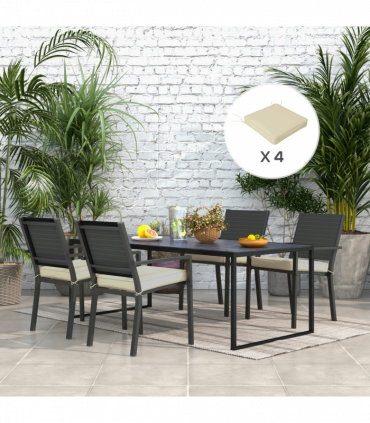 Outsunny Set of 4 Outdoor Seat Cushion with Ties, for Patio Furniture, Beige