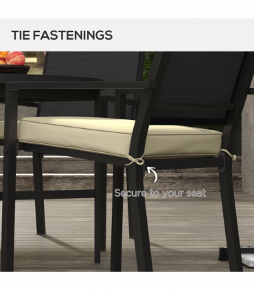 Outsunny Set of 4 Outdoor Seat Cushion with Ties, for Patio Furniture, Beige
