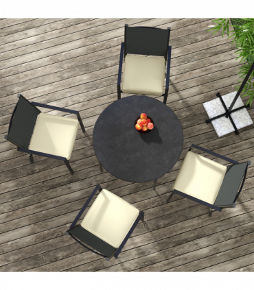 Outsunny Set of 4 Outdoor Seat Cushion with Ties, for Patio Furniture, Beige