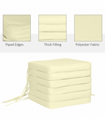 Outsunny Set of 6 Chair Cushion Seat Pads Dining Chair w/ Straps Indoor Outdoor