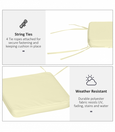 Outsunny Set of 6 Chair Cushion Seat Pads Dining Chair w/ Straps Indoor Outdoor