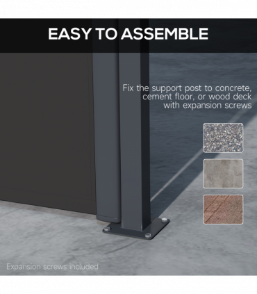 Outsunny Side Awning Retractable, Outdoor Privacy Screen, 400x160cm, Black