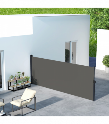 Outsunny Side Awning Retractable, Outdoor Privacy Screen, 400x160cm, Dark Grey