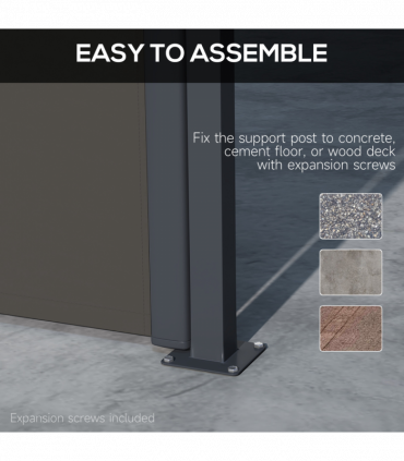 Outsunny Side Awning Retractable, Outdoor Privacy Screen, 400x160cm, Dark Grey