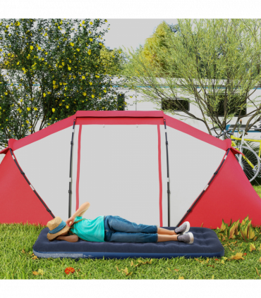 Outsunny Single Air Mattress, Portable Air Bed with Flocked Surface, Blue