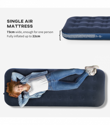 Outsunny Single Air Mattress, Portable Air Bed with Flocked Surface, Blue