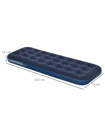 Outsunny Single Air Mattress, Portable Air Bed with Flocked Surface, Blue