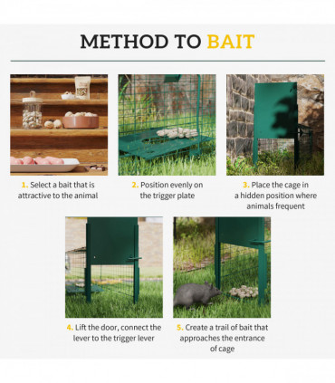 Outsunny Single Door Humane Rat Trap for Small Animals, Dark Green