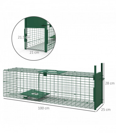 Outsunny Single Door Humane Rat Trap for Small Animals, Dark Green