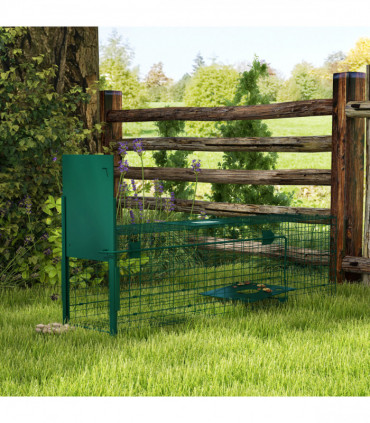 Outsunny Single Door Humane Rat Trap for Small Animals, Dark Green