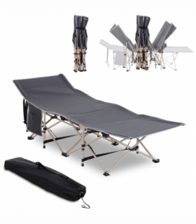 Outsunny Single Portable Outdoor Military Sleeping Bed Camping Cot Grey