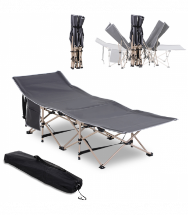 Outsunny Single Portable Outdoor Military Sleeping Bed Camping Cot Grey