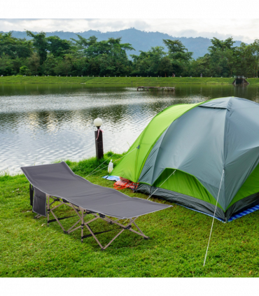 Outsunny Single Portable Outdoor Military Sleeping Bed Camping Cot Grey