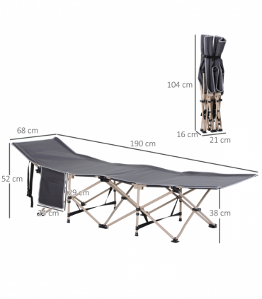 Outsunny Single Portable Outdoor Military Sleeping Bed Camping Cot Grey