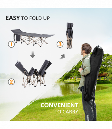 Outsunny Single Portable Outdoor Military Sleeping Bed Camping Cot Grey