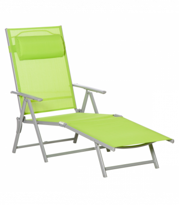 Outsunny Sling Patio Reclining Chaise Lounge Garden Furniture Folding, Green