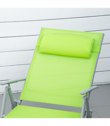 Outsunny Sling Patio Reclining Chaise Lounge Garden Furniture Folding, Green