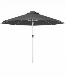 Outsunny Solar Patio Garden Parasol with Lights for Outdoor, Charcoal Grey