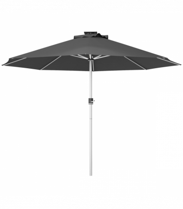 Outsunny Solar Patio Garden Parasol with Lights for Outdoor, Charcoal Grey