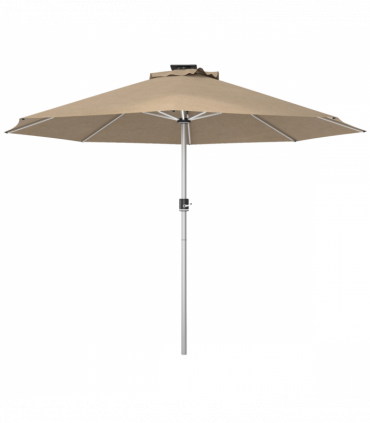 Outsunny Solar Patio Garden Parasol with Lights for Outdoor, Khaki