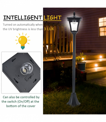 Outsunny Solar Powered Lamp Post, IP44, 18Lx18Wx160H cm-Black