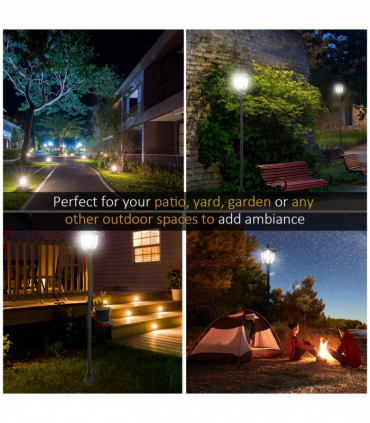 Outsunny Solar Powered Lamp Post, IP44, 18Lx18Wx160H cm-Black