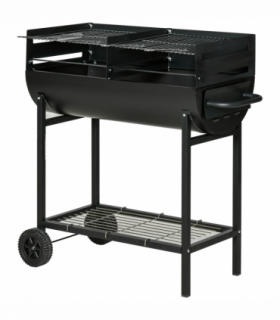 Outsunny Steel 2-Grill Charcoal BBQ w/ Wheels Black
