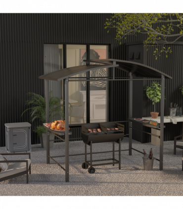 Outsunny Steel 2-Grill Charcoal BBQ w/ Wheels Black