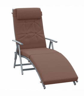Outsunny Steel Frame Outdoor Garden Padded Sun Lounger w/ Pillow Brown