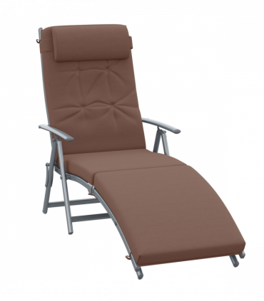 Outsunny Steel Frame Outdoor Garden Padded Sun Lounger w/ Pillow Brown