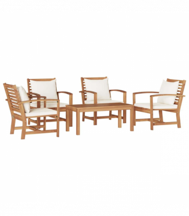 Garden Sofa Set 5 pcs Natural Solid teak wood
