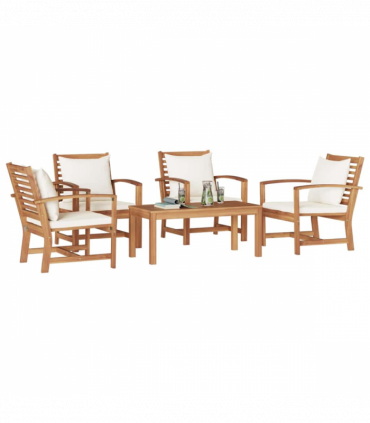 Garden Sofa Set 5 pcs Natural Solid teak wood