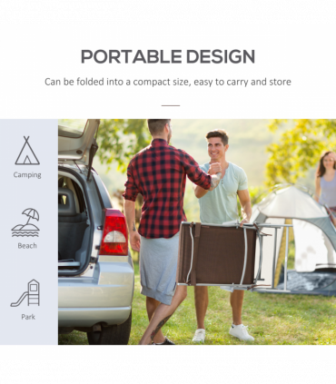 Outsunny Steel Frame Outdoor Garden Padded Sun Lounger w/ Pillow Brown