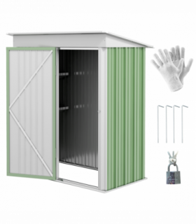 Outsunny Steel Garden Shed, Small  Lean-to Shed for Bike Tool, 5x3 ft, Green