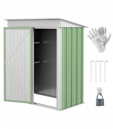 Outsunny Steel Garden Shed, Small  Lean-to Shed for Bike Tool, 5x3 ft, Green