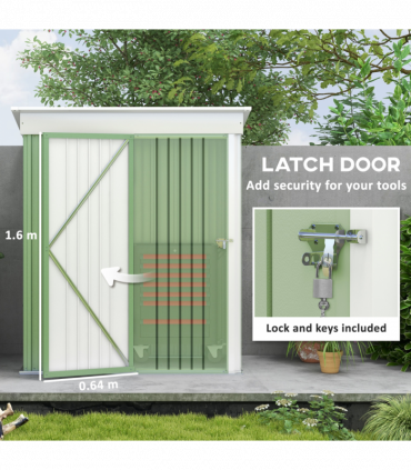 Outsunny Steel Garden Shed, Small  Lean-to Shed for Bike Tool, 5x3 ft, Green