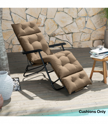 Outsunny Sun Lounger Cushion Only, Garden Lounge Chair Cushion, Khaki