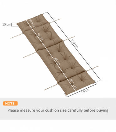 Outsunny Sun Lounger Cushion Only, Garden Lounge Chair Cushion, Khaki