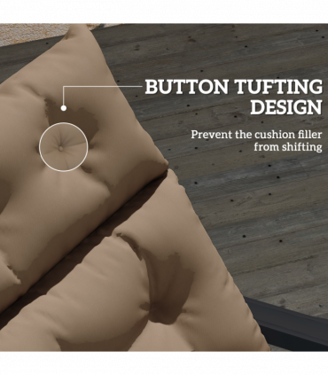 Outsunny Sun Lounger Cushion Only, Garden Lounge Chair Cushion, Khaki