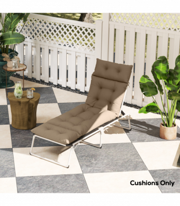 Outsunny Sun Lounger Cushion Only, Garden Lounge Chair Cushion, Khaki