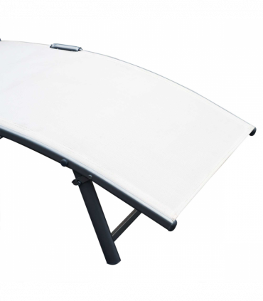 Outsunny Sun Lounger Recliner Foldable 7 Levels Texteline Cream White