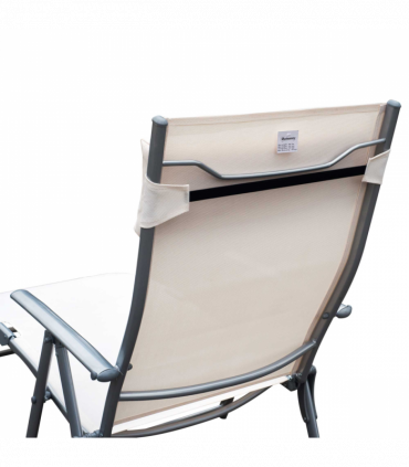 Outsunny Sun Lounger Recliner Foldable 7 Levels Texteline Cream White